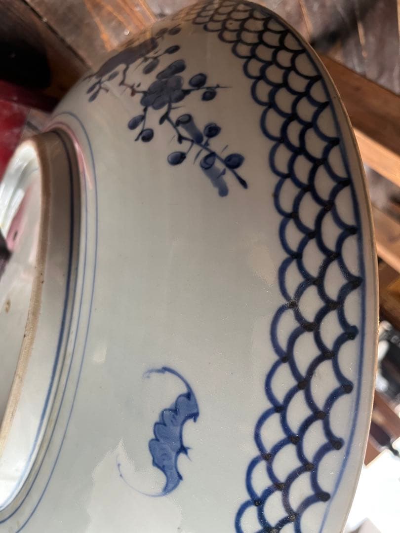 古伊万里 赤絵 鳳凰文 大皿 飾皿 色絵 花鳥図 伊万里焼 径約47cm