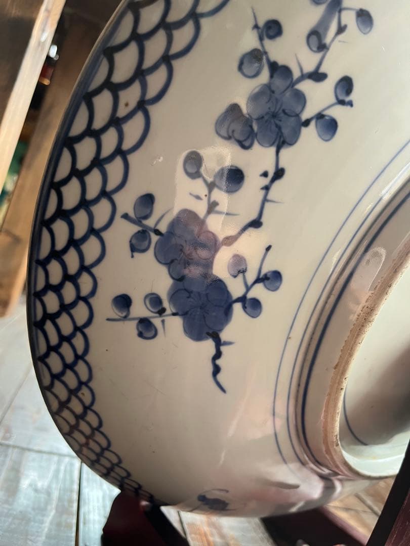 古伊万里 赤絵 鳳凰文 大皿 飾皿 色絵 花鳥図 伊万里焼 径約47cm