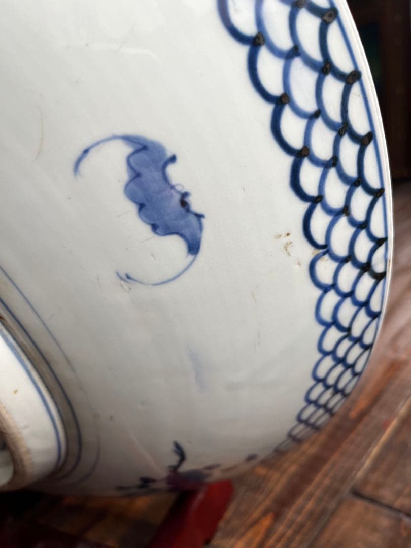 古伊万里 赤絵 鳳凰文 大皿 飾皿 色絵 花鳥図 伊万里焼 径約47cm