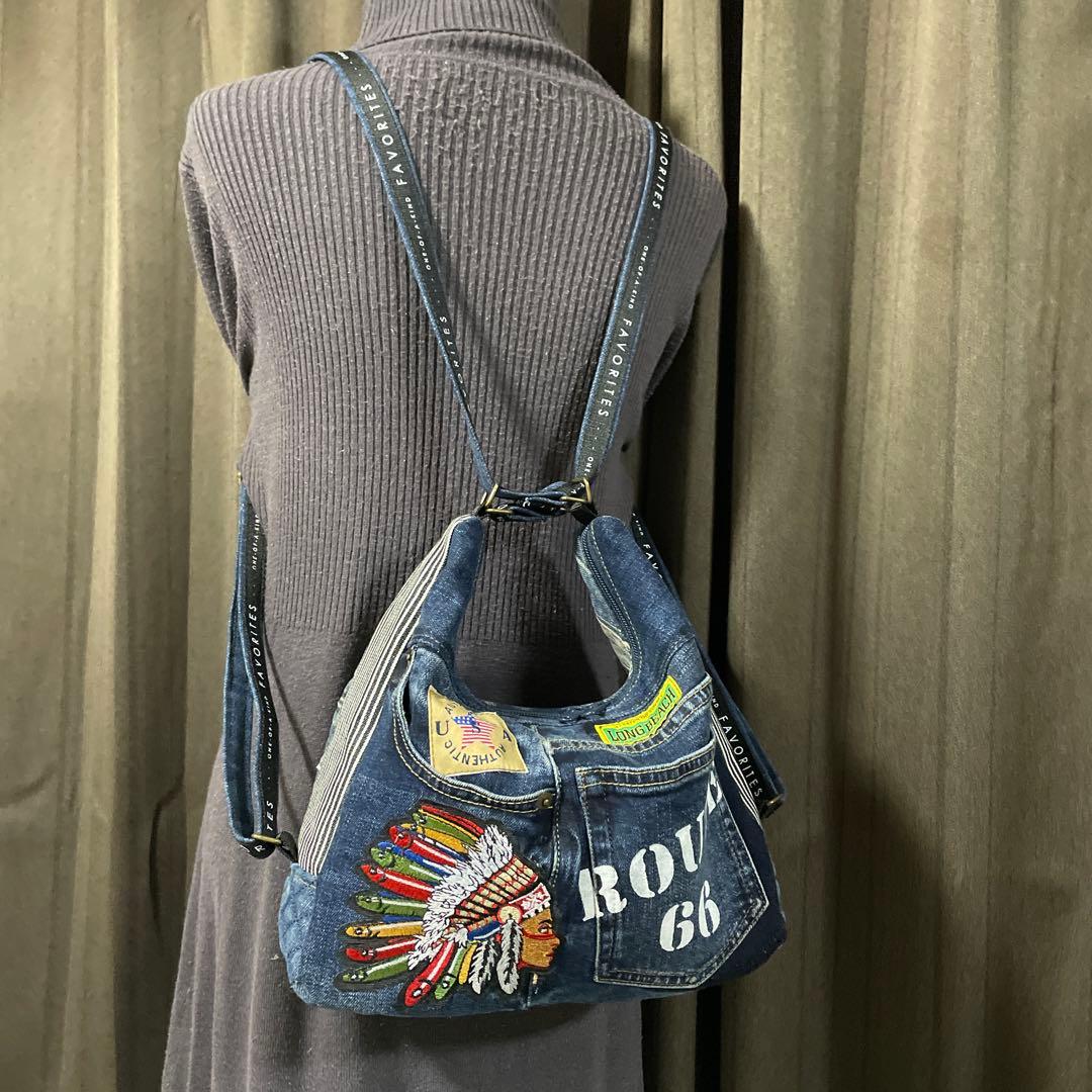 No.533 デニムリメイクバッグ　3wayバッグ