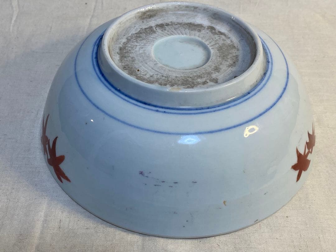 伊万里　古伊万里　鉢　三つ鉢　入れ子　色絵　蝶の図　花の図