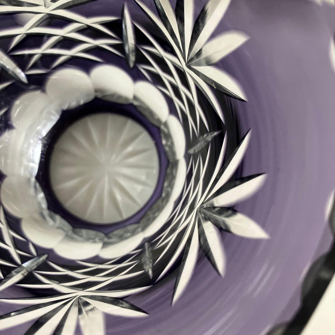 未使用　色被せ切子　ローズボウル　花瓶