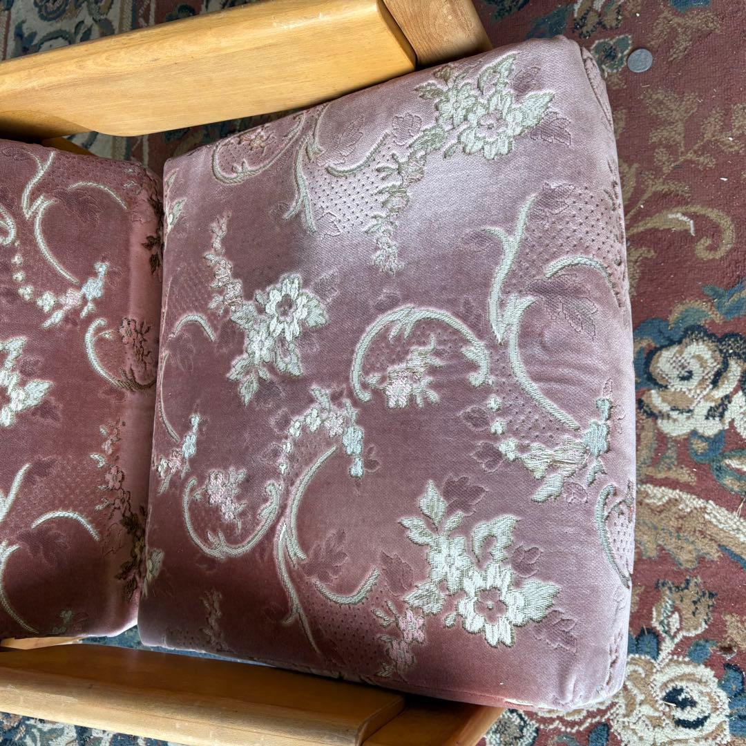 昭和レトロ カリモク 花柄ベロア リクライニングチェア 一人掛けソファー ロビー