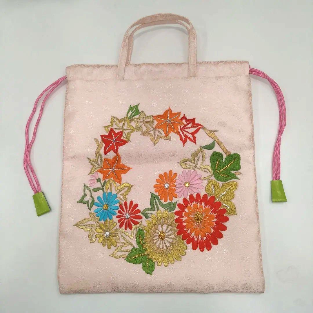 花刺繍 　色打ち掛けリメイクバック