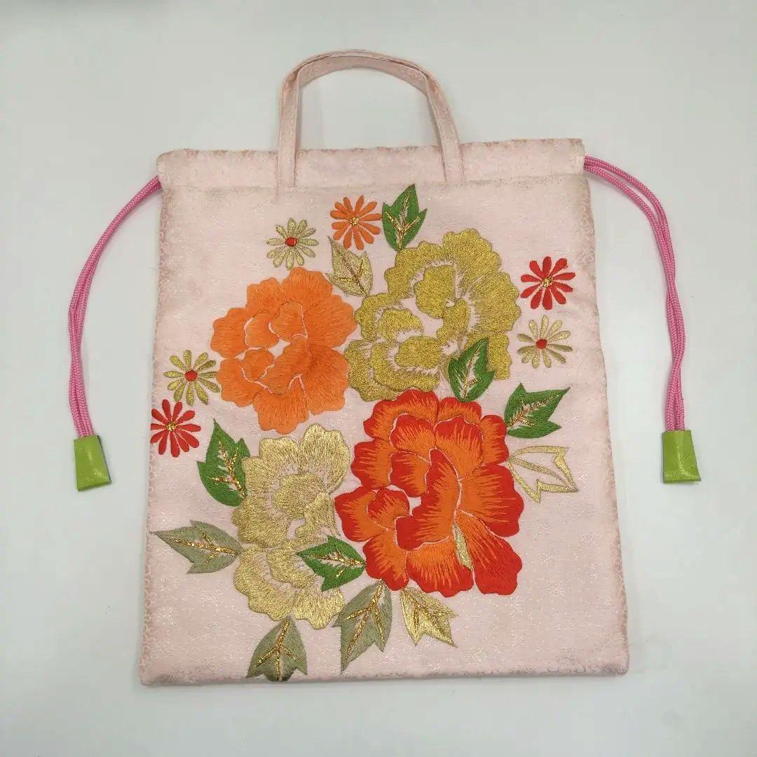 花刺繍 　色打ち掛けリメイクバック