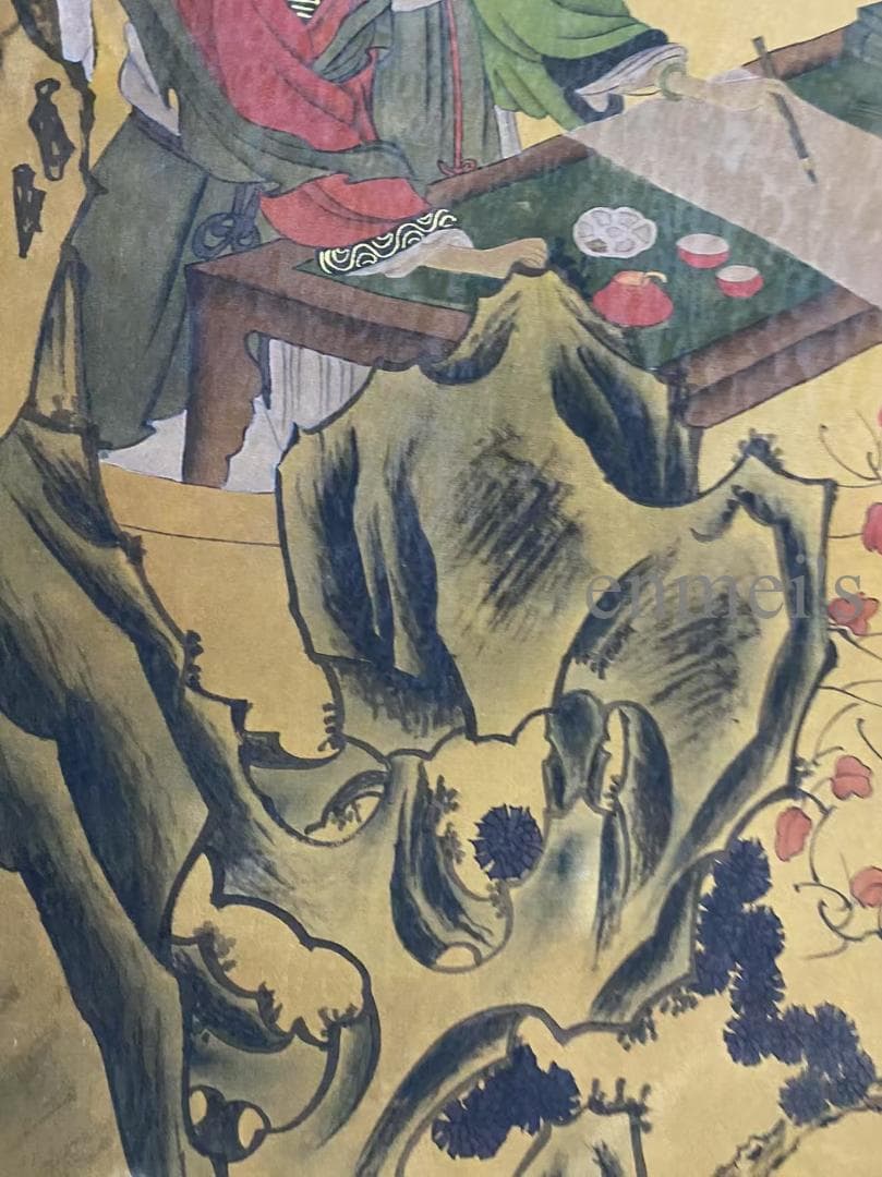 中国古美術 明代 仇英款 人物画 掛軸 絹布 唐物 古画 名家書画 水彩画 肉筆