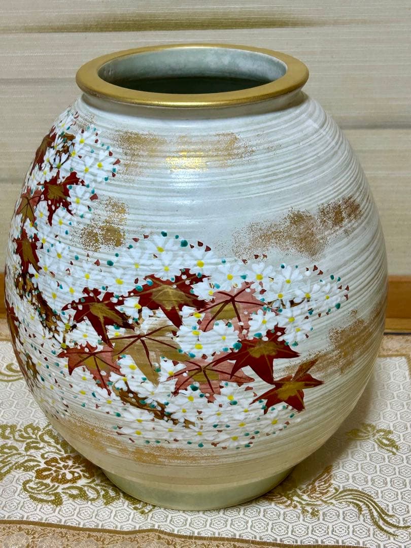 京焼　清水焼　齋藤雲楽　色絵金彩雲錦文花瓶