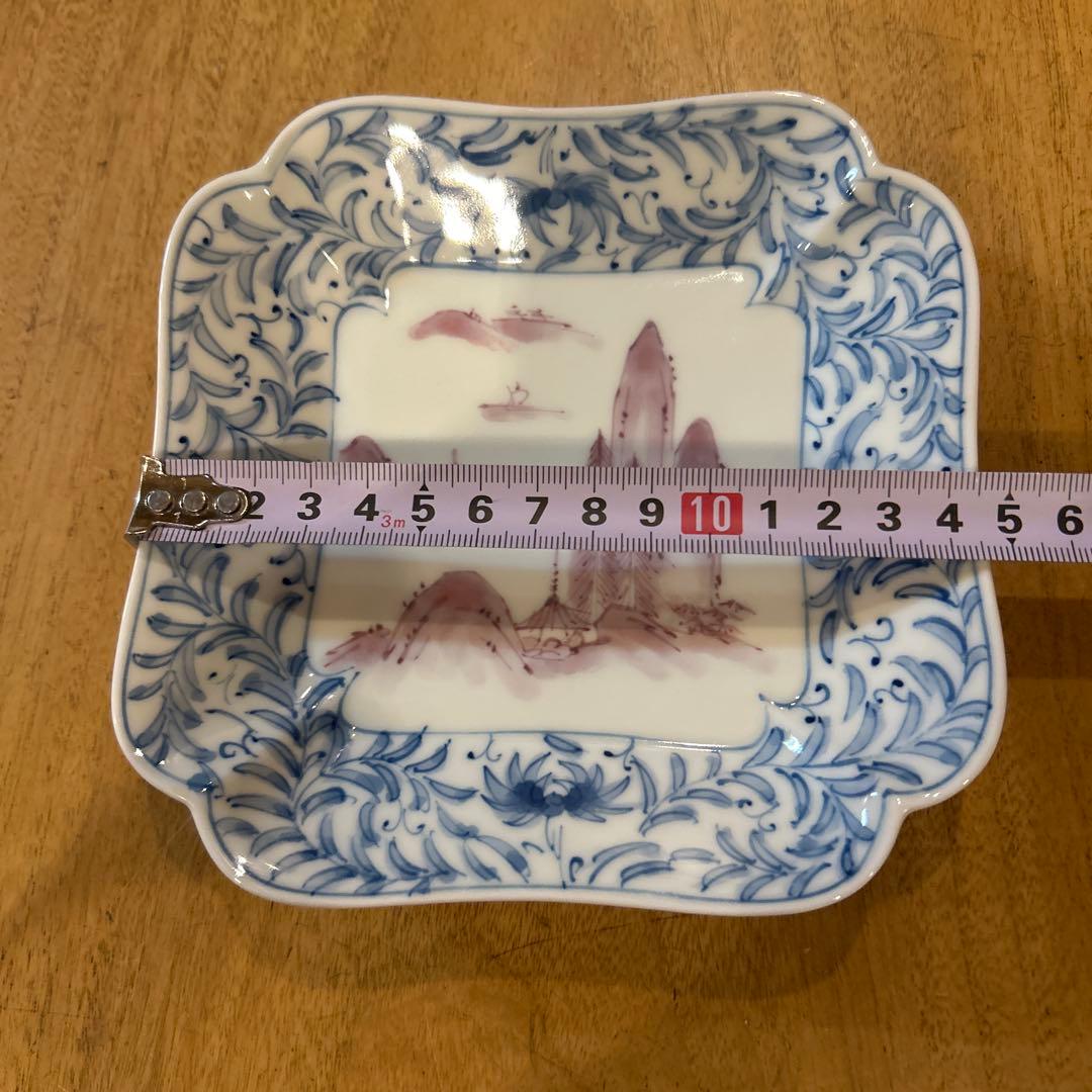 有田焼　寿栄造　絵付花形皿　五枚