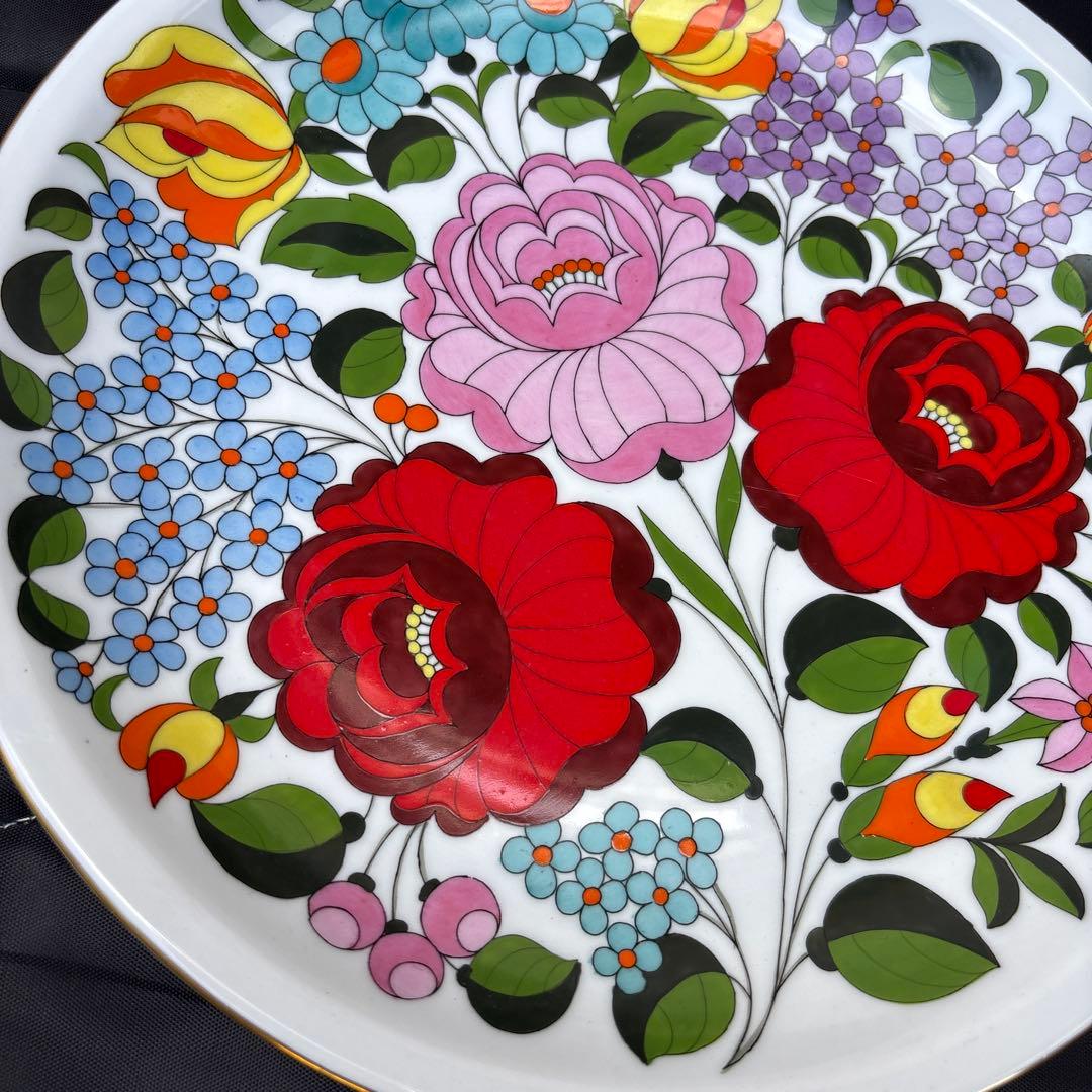 ハンガリー製　手描き　プレート　飾り　皿　カルチャ磁器