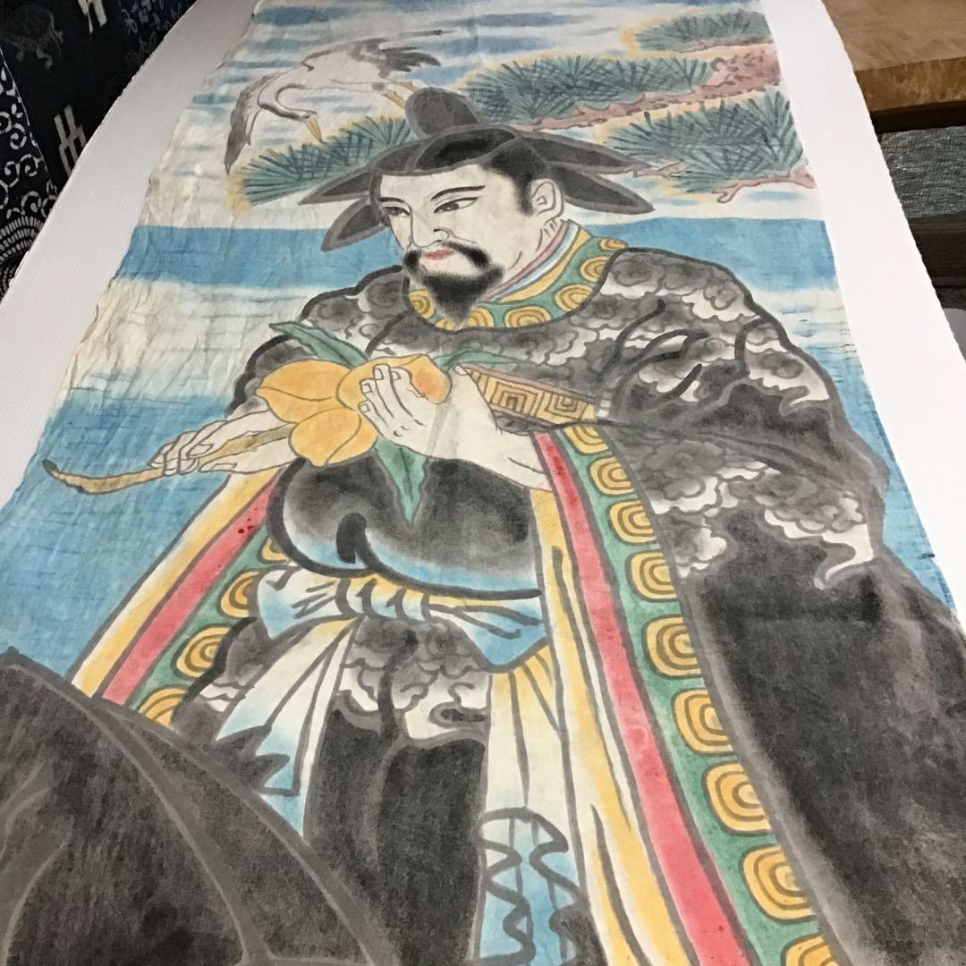 古布木綿手描き顔料幟旗、603