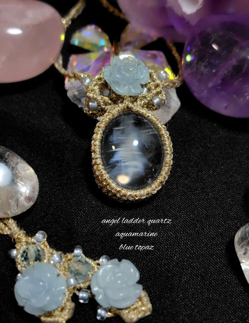 ✩神秘の光✩エンジェルラダークォーツ　マクラメ編みネックレス