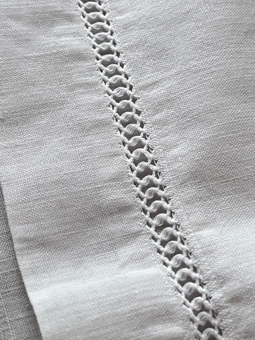 【美品】フランスアンティーク 花文字MDモノグラム ピローカバー3480