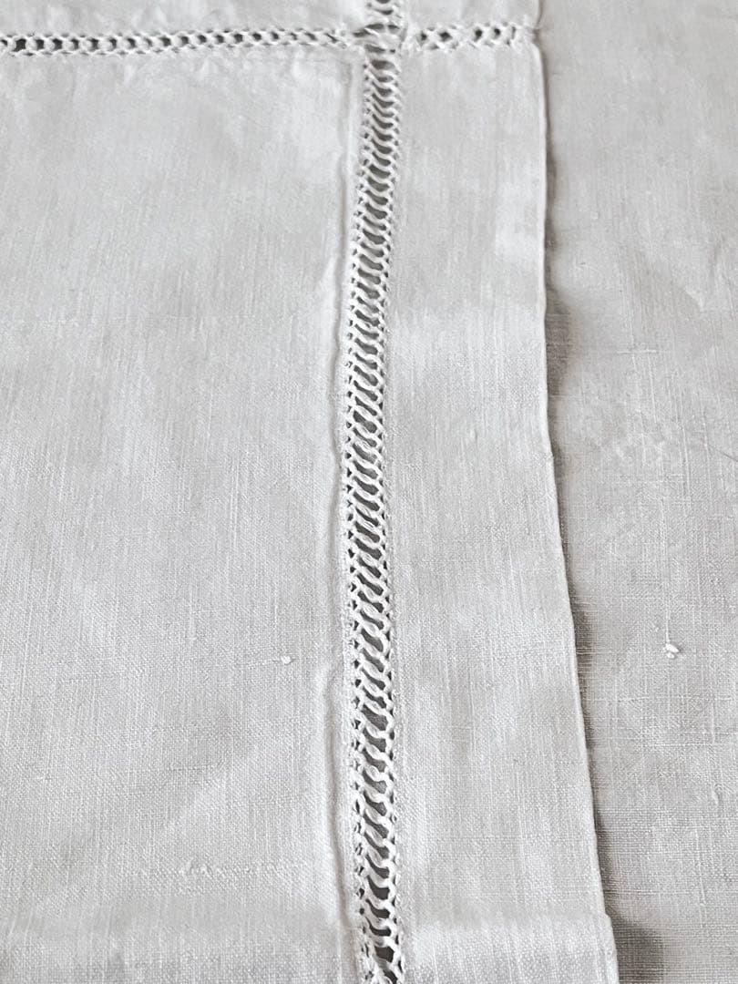 【美品】フランスアンティーク 花文字MDモノグラム ピローカバー3480