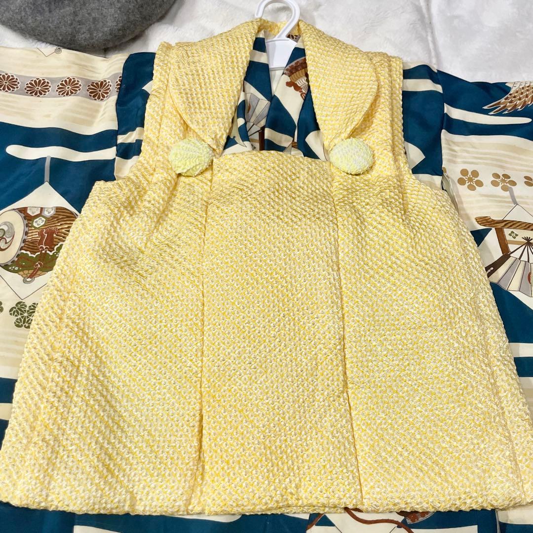 七五三　３歳　男の子　アンティークお着物セット　正絹　絞り被布