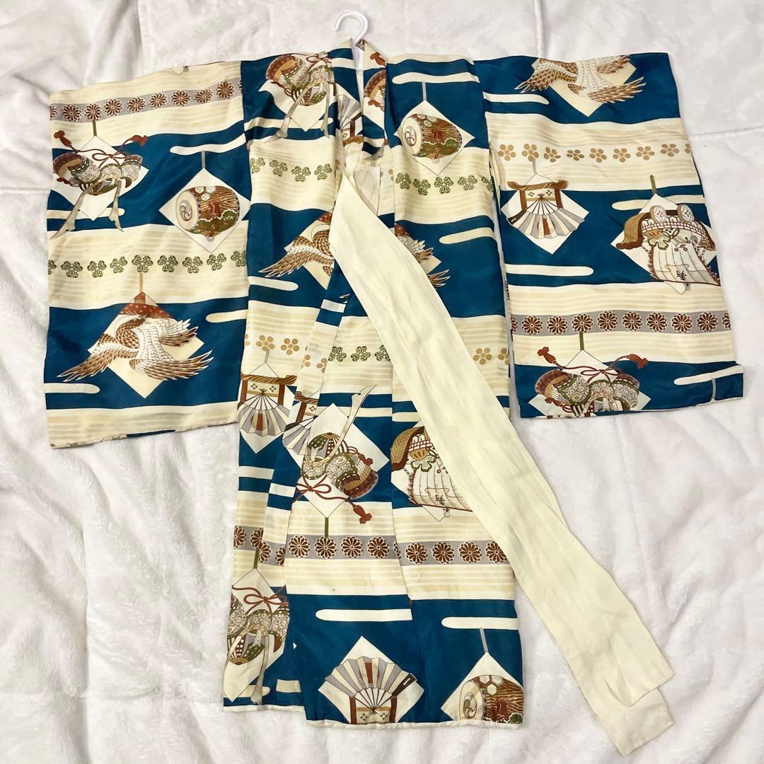 七五三　３歳　男の子　アンティークお着物セット　正絹　絞り被布