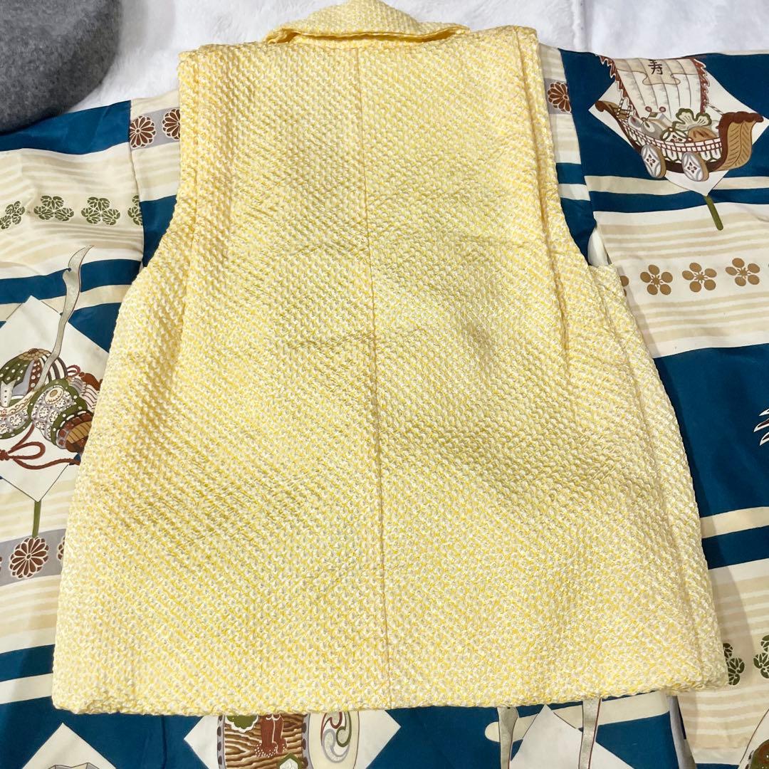 七五三　３歳　男の子　アンティークお着物セット　正絹　絞り被布