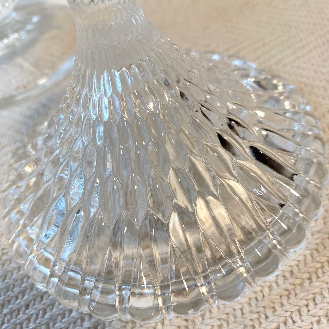 ⑤70年代 クリアプレスガラス キャンディポットS ボンボニエール 昭和レトロ