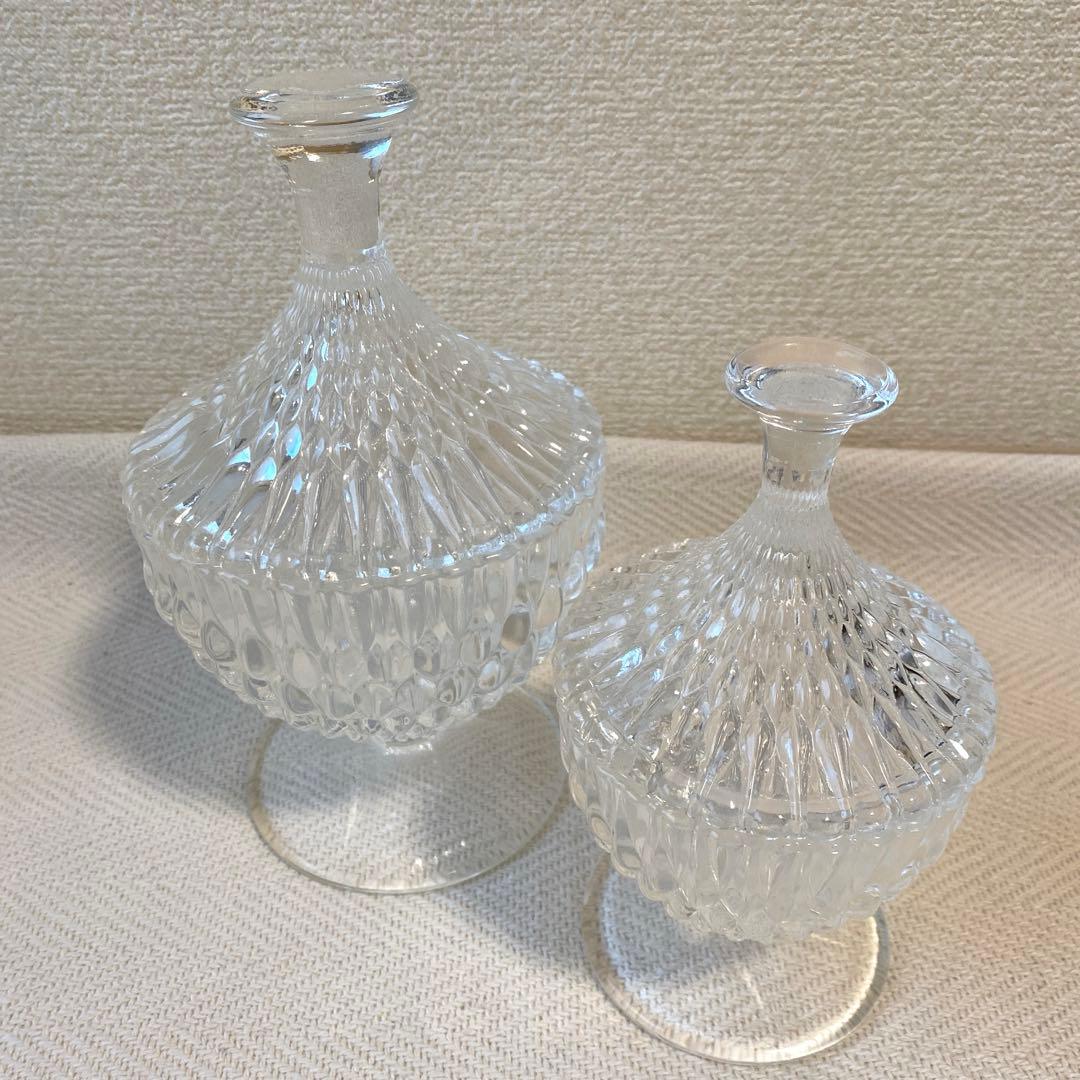 ⑤70年代 クリアプレスガラス キャンディポットS ボンボニエール 昭和レトロ