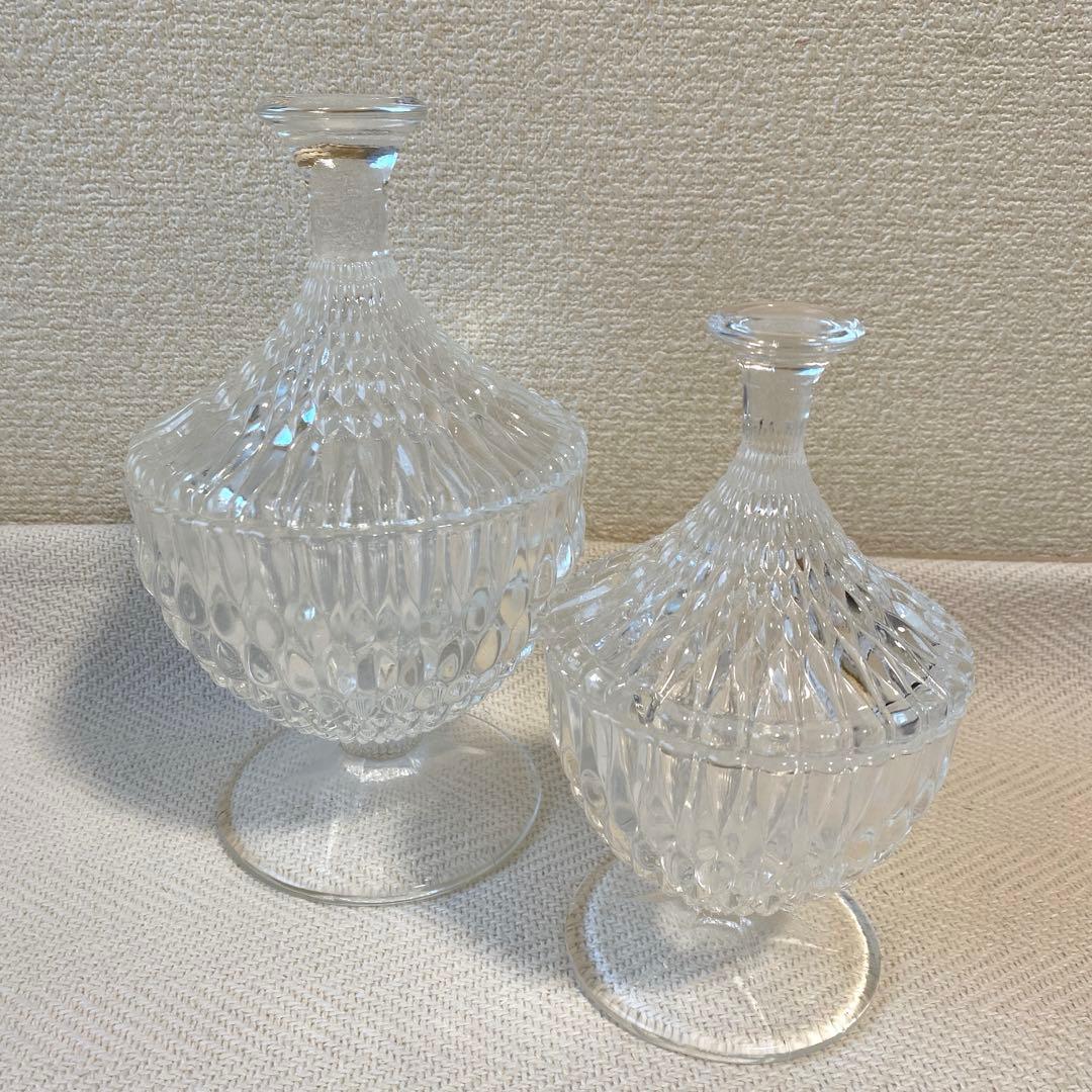 ⑤70年代 クリアプレスガラス キャンディポットS ボンボニエール 昭和レトロ