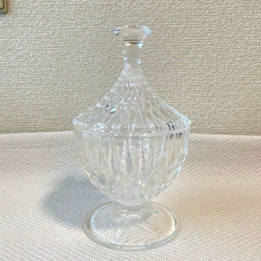 ⑤70年代 クリアプレスガラス キャンディポットS ボンボニエール 昭和レトロ