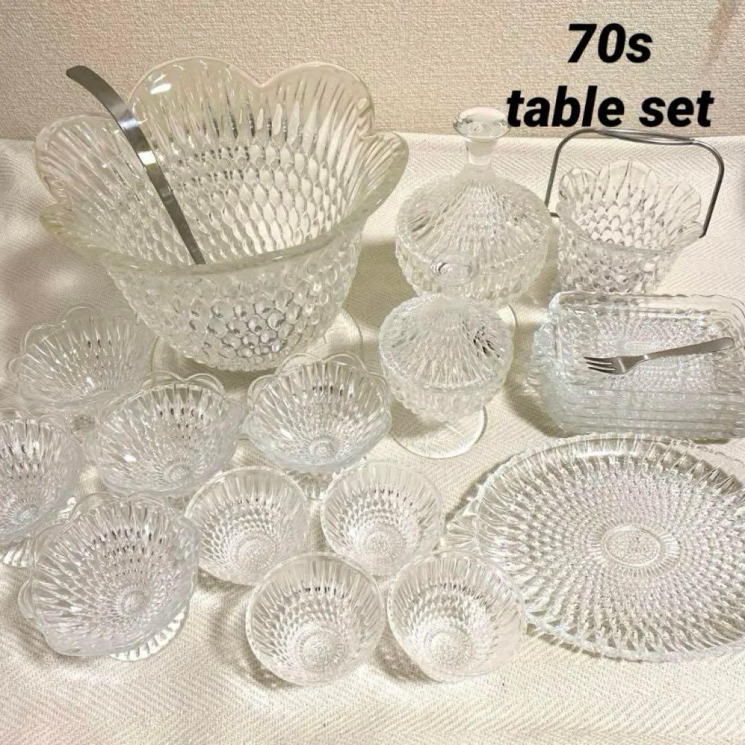 ⑤70年代 クリアプレスガラス キャンディポットS ボンボニエール 昭和レトロ