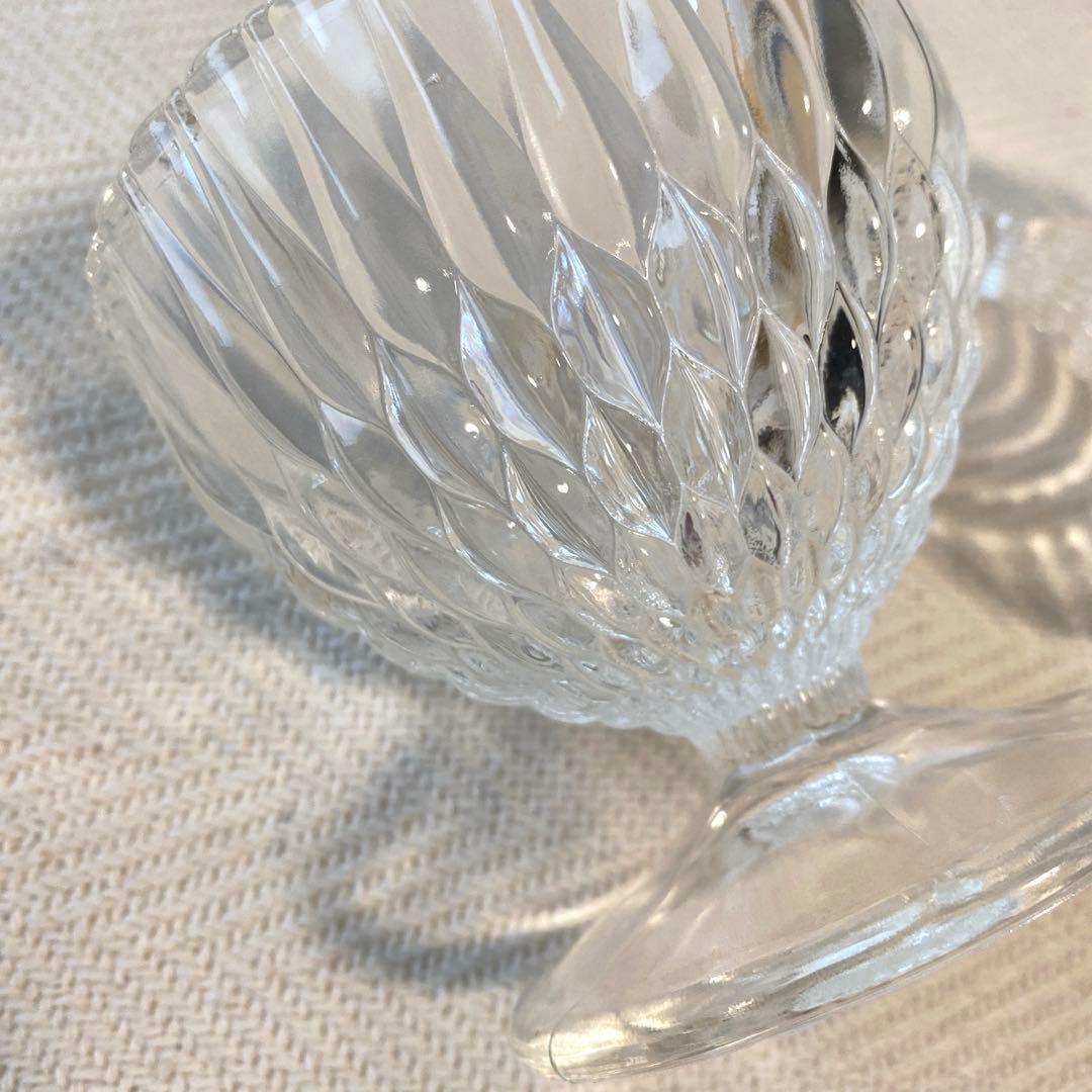 ⑤70年代 クリアプレスガラス キャンディポットS ボンボニエール 昭和レトロ