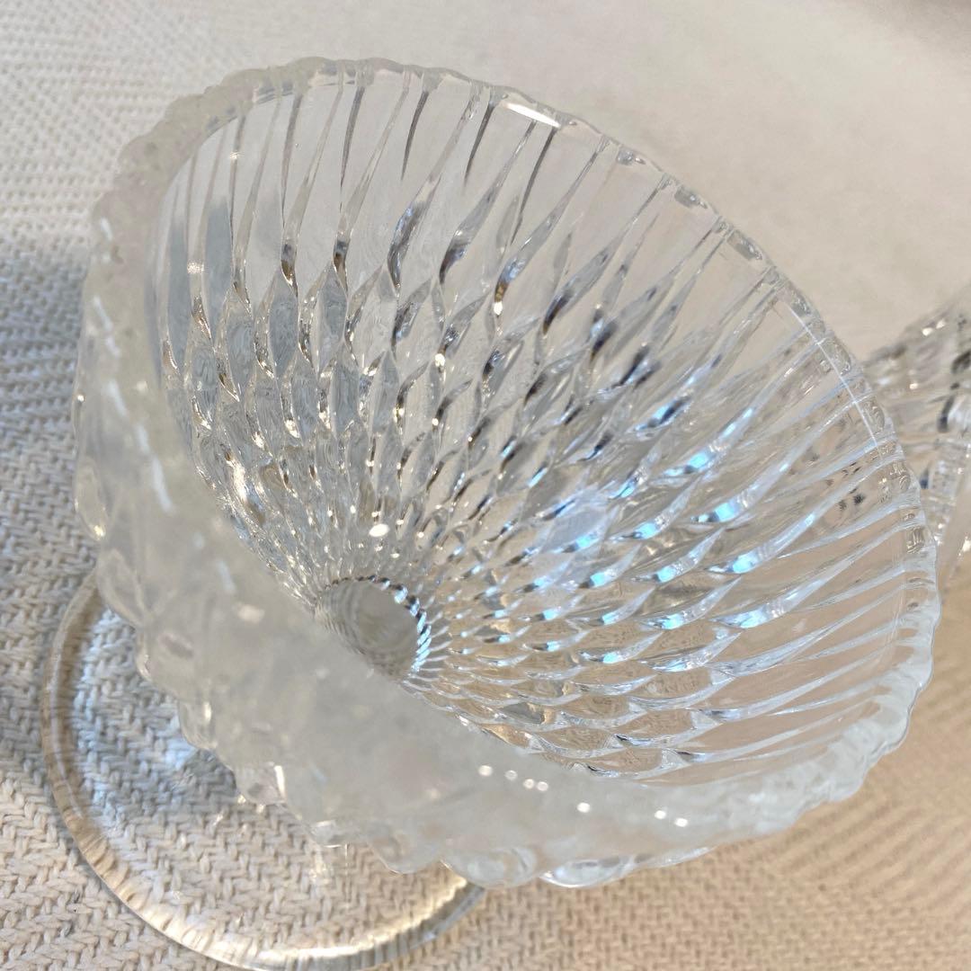 ⑤70年代 クリアプレスガラス キャンディポットS ボンボニエール 昭和レトロ