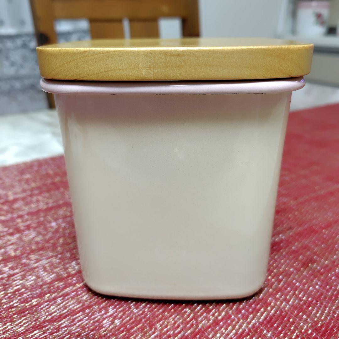 イマン　ダイアナローズ　ホーロー 木蓋角キャニスター　スプーンセット