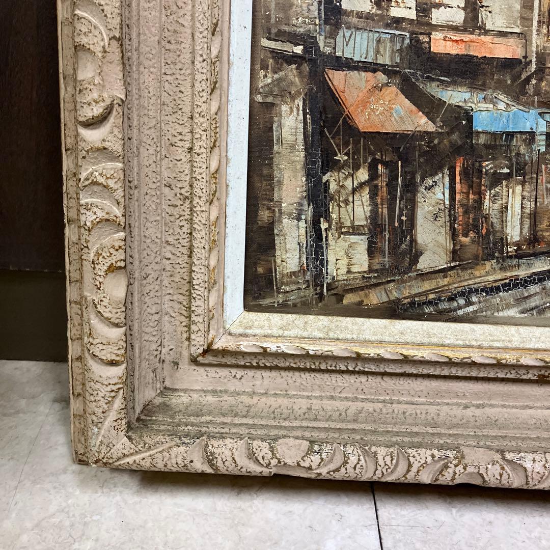 アンティーク 街並み 油彩画 油絵 風景画 絵画 額縁 アート 美術 芸術
