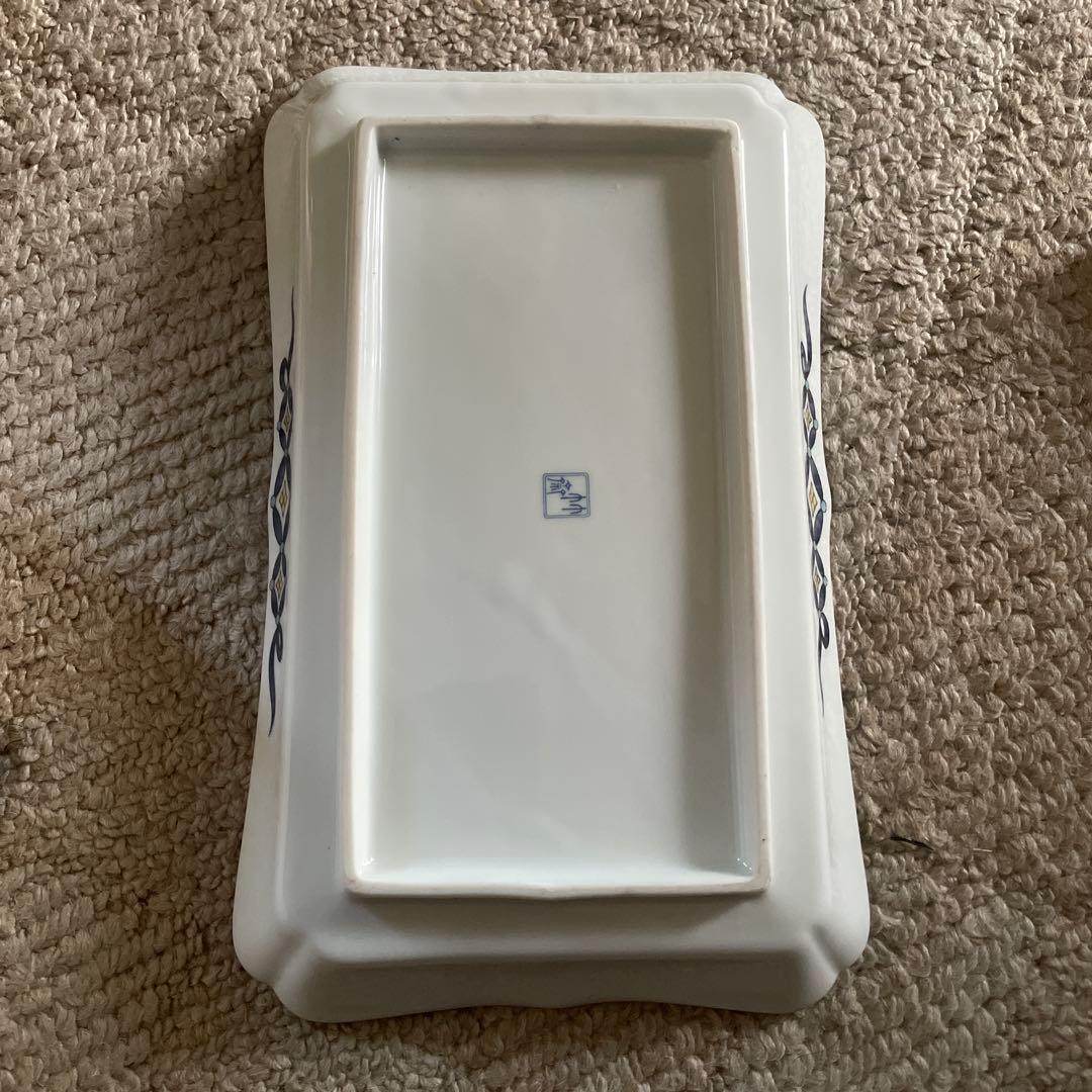 陶彩　龍峰窯　角長皿 5脚　箱付き