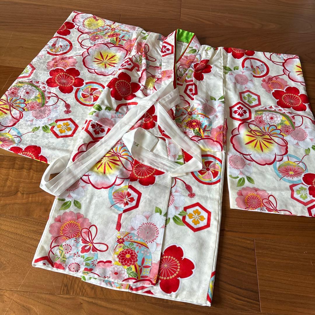 七五三　3歳　着物フルセット　下駄　巾着　付き　ユーズド