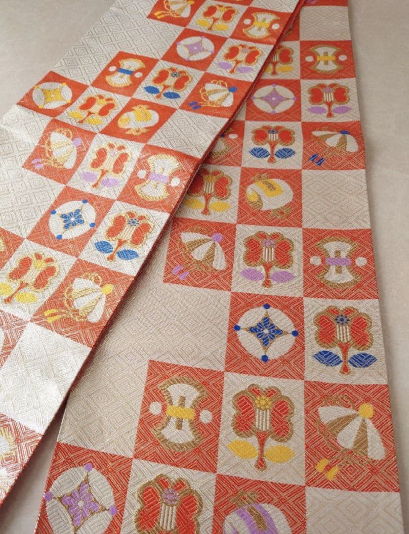 七五三　着物　袋帯　全通柄　正絹　佐賀錦