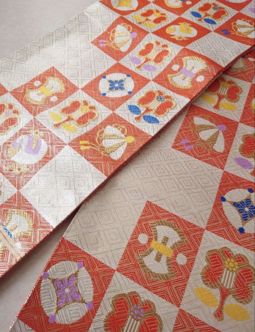 七五三　着物　袋帯　全通柄　正絹　佐賀錦