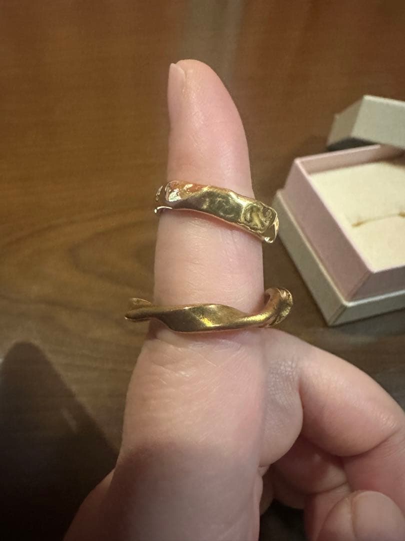 ハンドメイド　リングセット　18kgc 真鍮