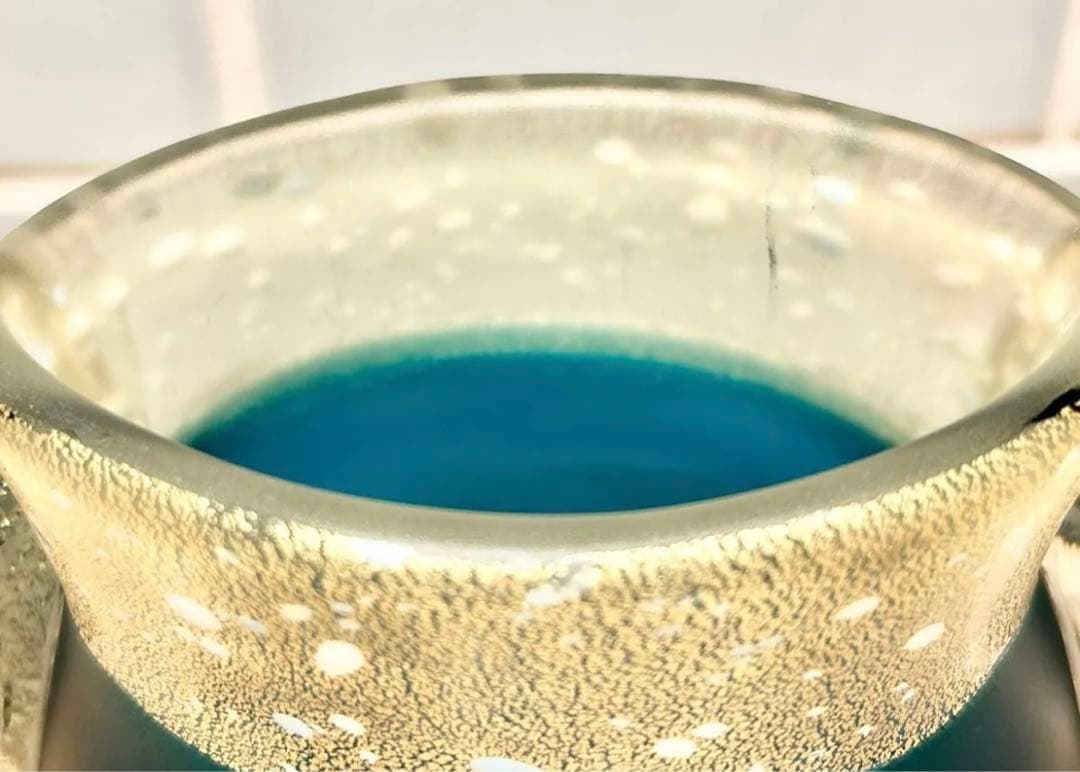 ガラス 花瓶 黒木国昭 金彩 硝子 フラワーベース フラワースタンド サイン入り