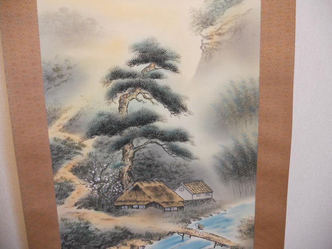 掛け軸 石田雪外 風水發財富峰図 絹本 希少 軸装 茶道具 掛軸 です。