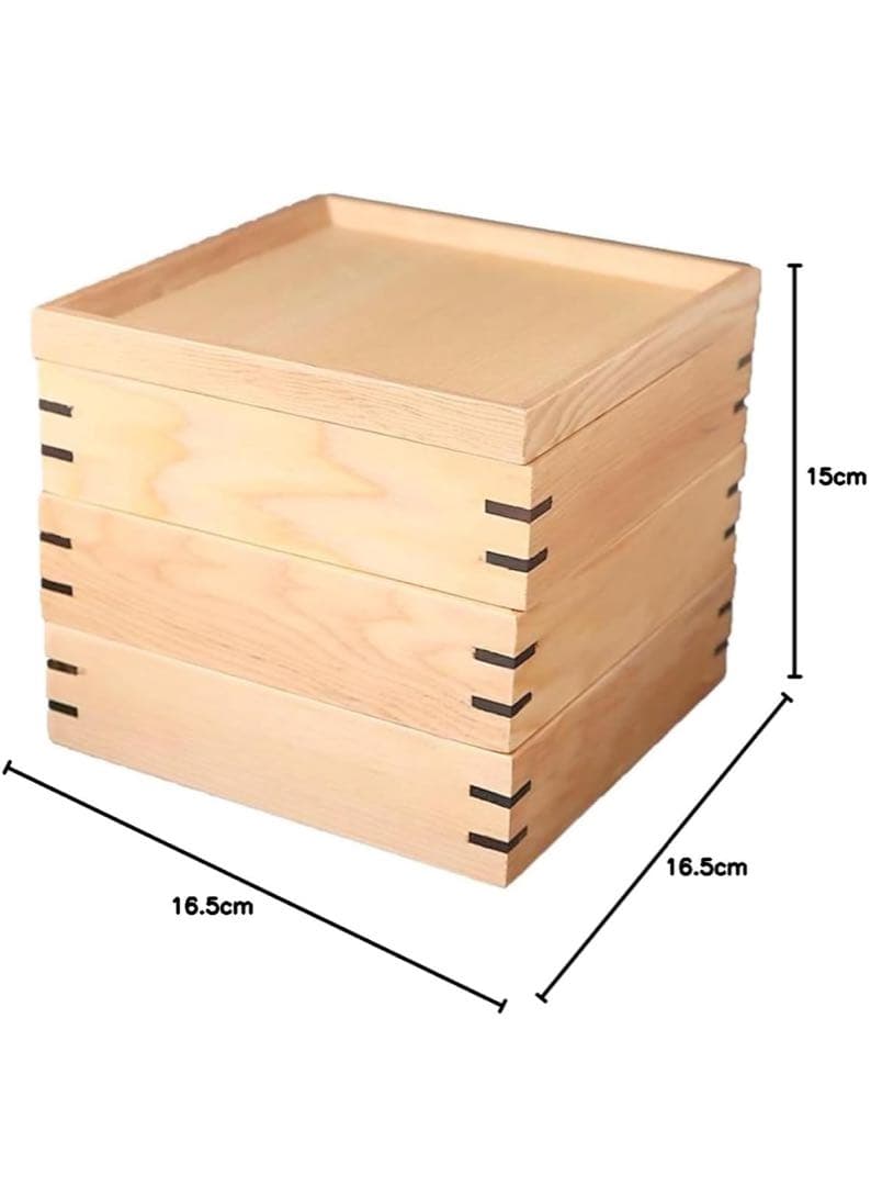 重箱 木製 三段重 小16.5cm × 16.5cm × 15cm 3000ml