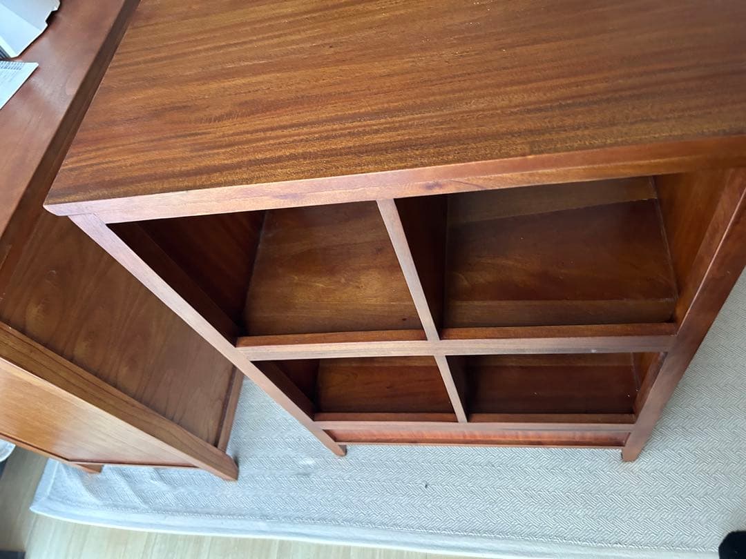 木製本棚 4区画 2引き出し付き