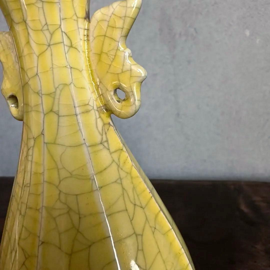 花瓶　官窯　黄釉　花入　宋代　中国美術　古美術　中国古玩　骨董