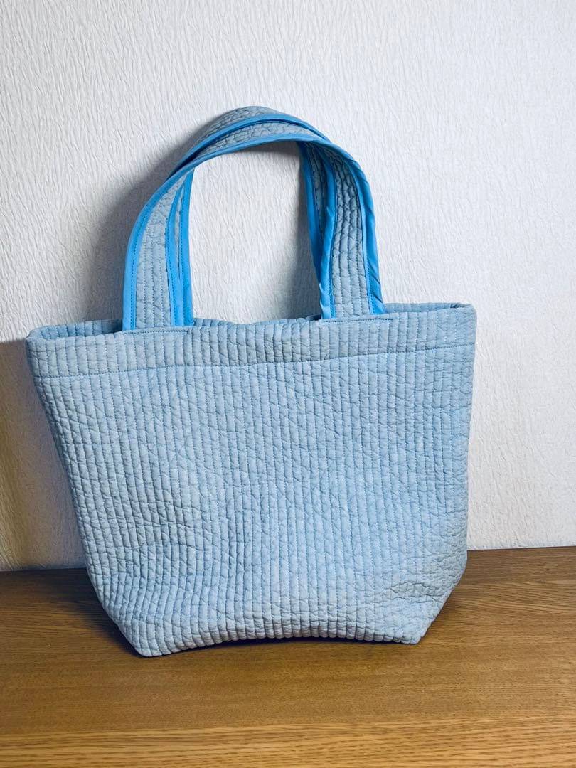 ヌビ生地/刺繍トートバッグ・水色