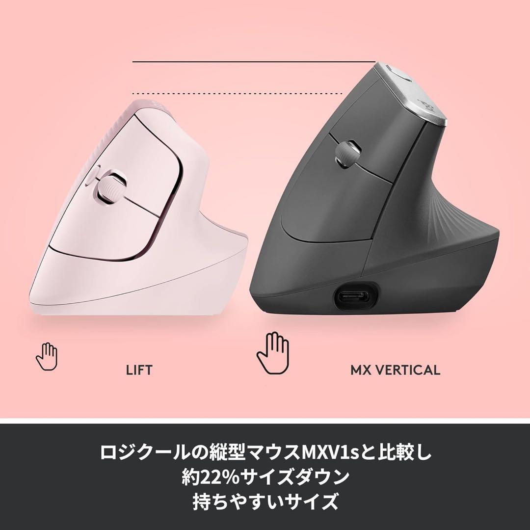ロジクール ワイヤレス 静音 エルゴノミック マウス LIFT M800RO