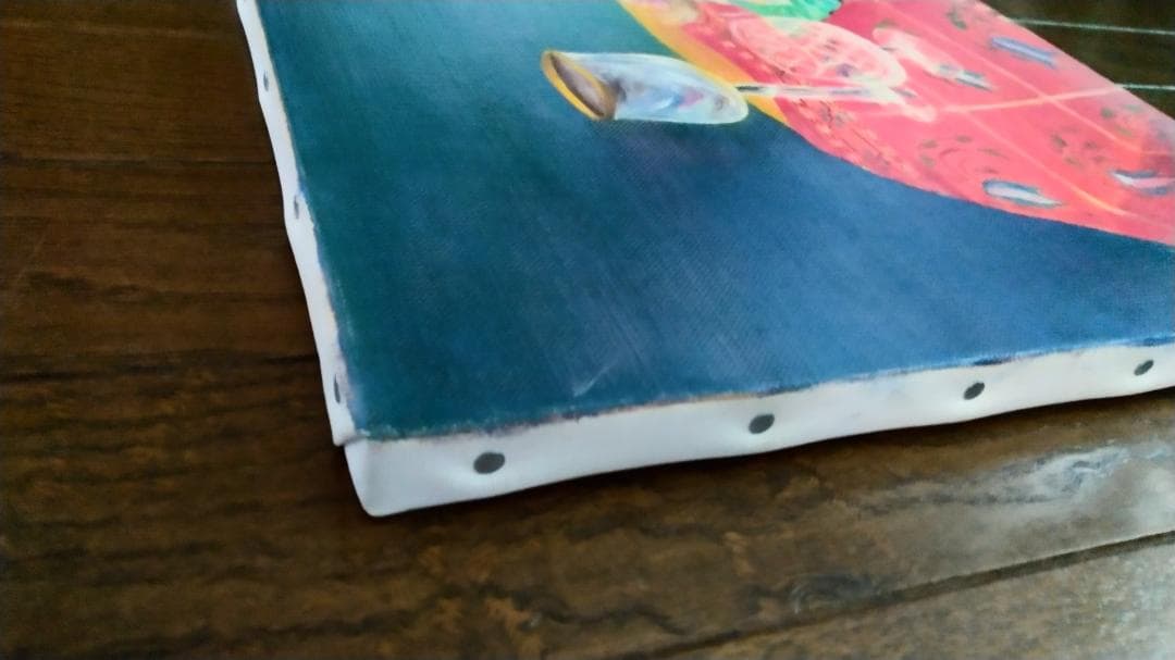 油彩画「テーブルの上の人形」油絵 絵画 静物画 原画Ｆ６