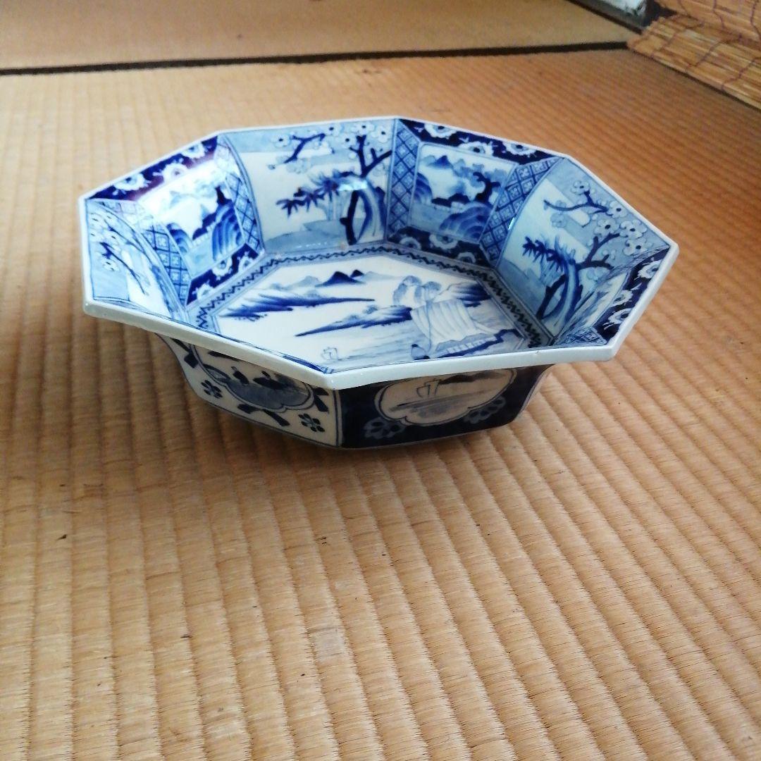 伊万里　染付八角大鉢　28.5cm　大正〜昭和初期