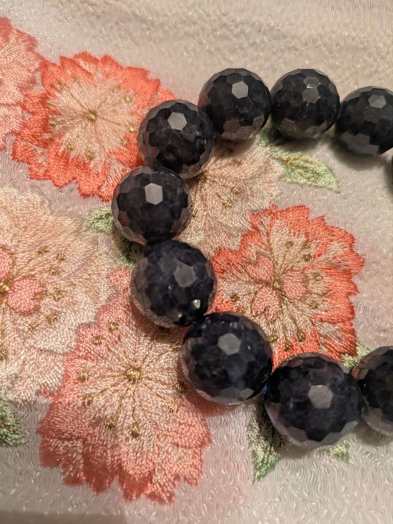 サファイア 最高品質天然石 ブレスレット 128面カット 16mm 9月誕生石