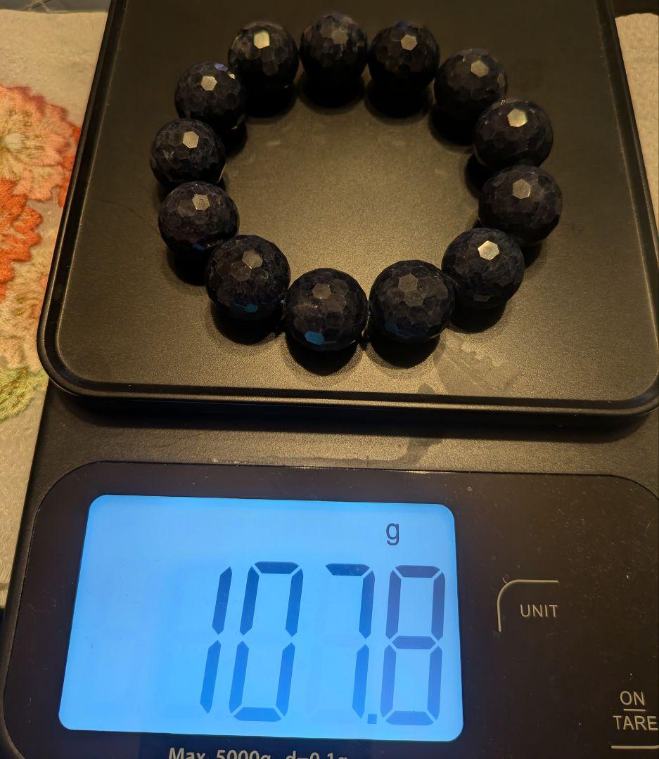 サファイア 最高品質天然石 ブレスレット 128面カット 16mm 9月誕生石