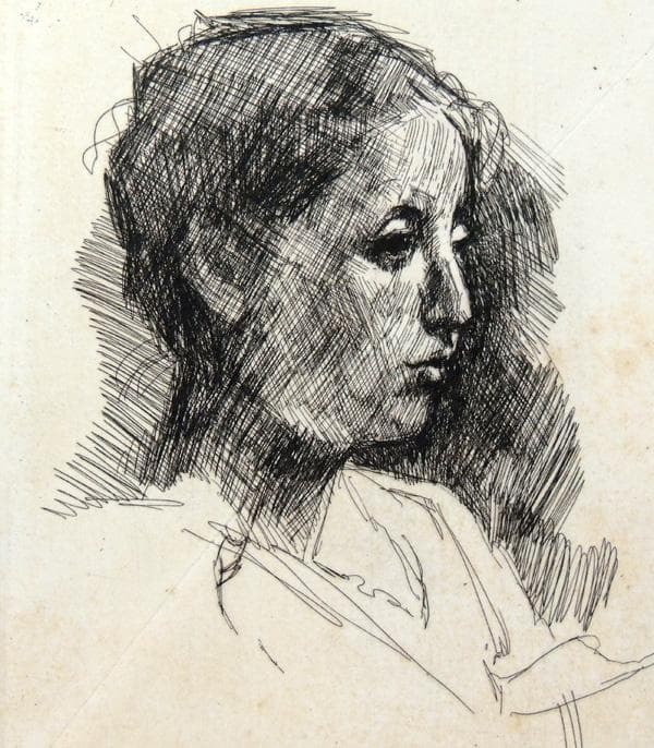 ◆ 小磯良平 ◆オリジナル銅版画シート ＜女性像＞ 21/100　test版