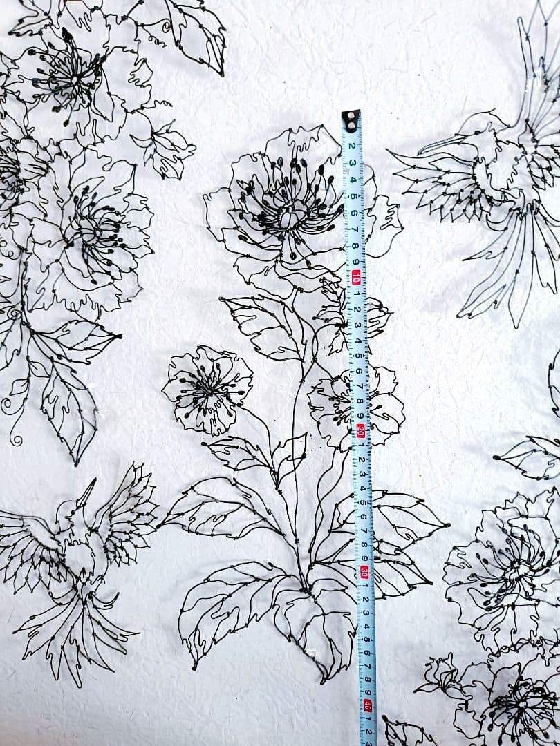 アネモネと小鳥　ワイヤーアート　フラワーアート