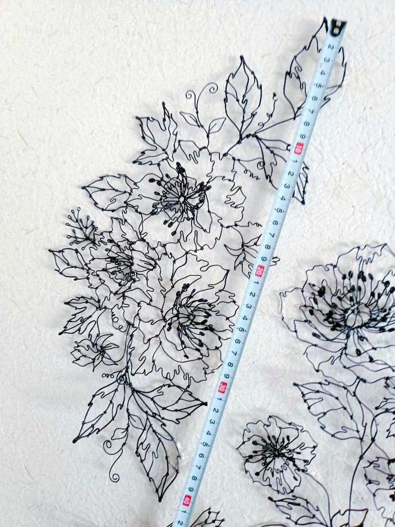 アネモネと小鳥　ワイヤーアート　フラワーアート