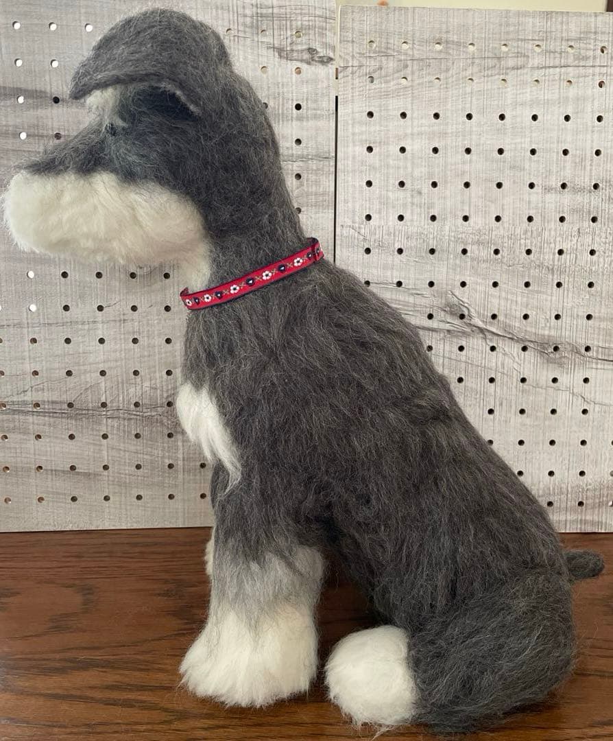 羊毛フェルト　ミニチュアシュナウザー　ソルト&ペッパー　BIGサイズ