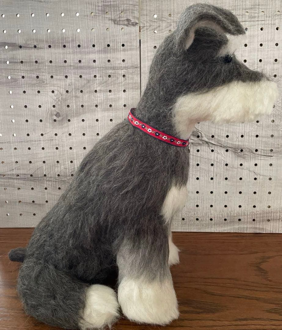 羊毛フェルト　ミニチュアシュナウザー　ソルト&ペッパー　BIGサイズ